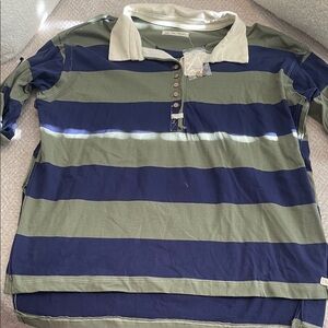 We The Free Striped Sweatshirt in Navy and Olive